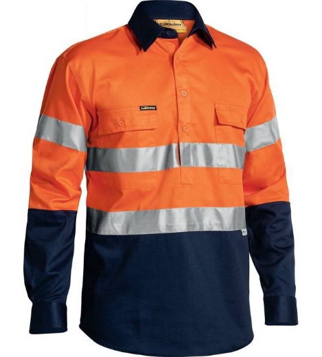 Picture of Bisley, Taped Hi Vis Closed Front Drill Shirt
